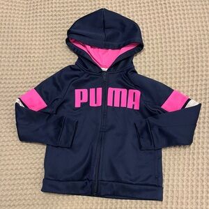 Puma Navy & Hot Pink Girls' Hooded Zip-Up Sweatshirt